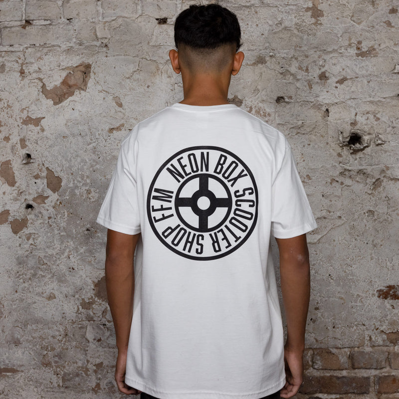 Neon Box Wheel Logo T-Shirt Weiss
